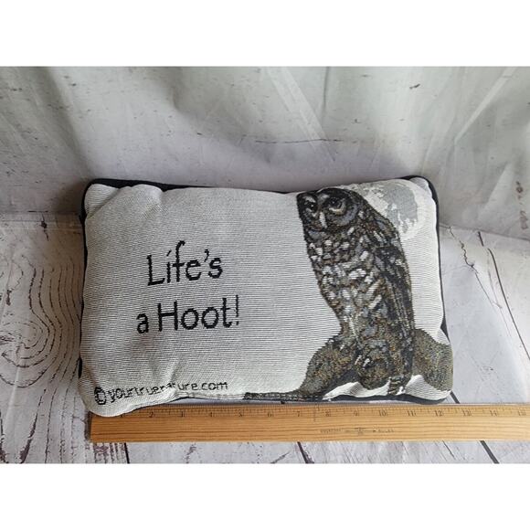 Owl Woven Tapestry Decorative Pillow Double SIded Advice Life's A Hoot - Picture 4 of 4
